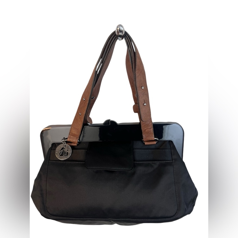 Lanvin Black  Satin Lucite Frame Chain Bag